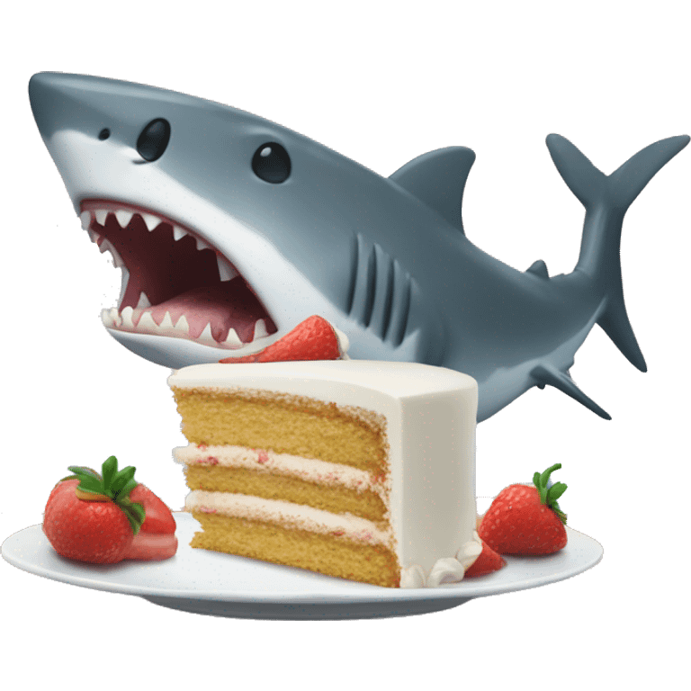 sharking eating cake emoji