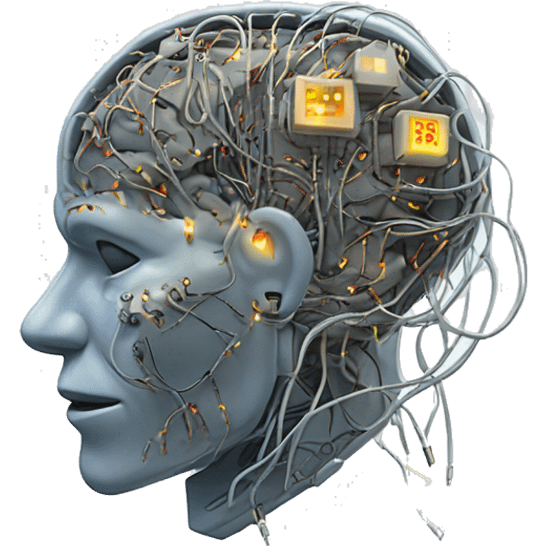 Cyborg brain with circuitry and wires emoji