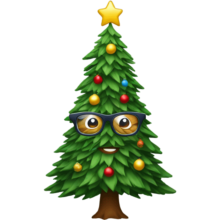 Christmas tree with glasses emoji