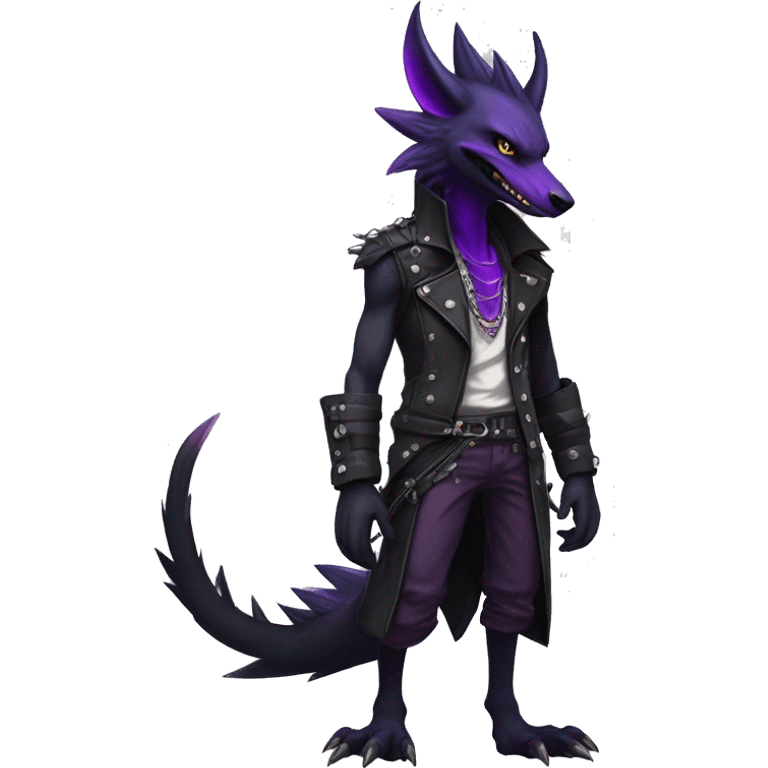 Black and purple edgy punk nargacuga-sergal full body emoji