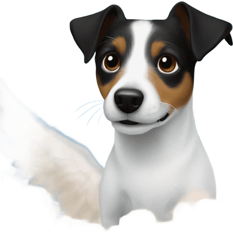 Black and white jack Russell in heaven emoji