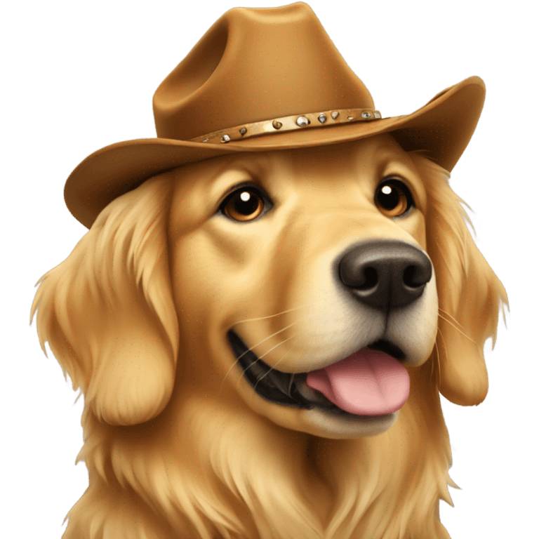 golden retriever wearing cowboy boots emoji