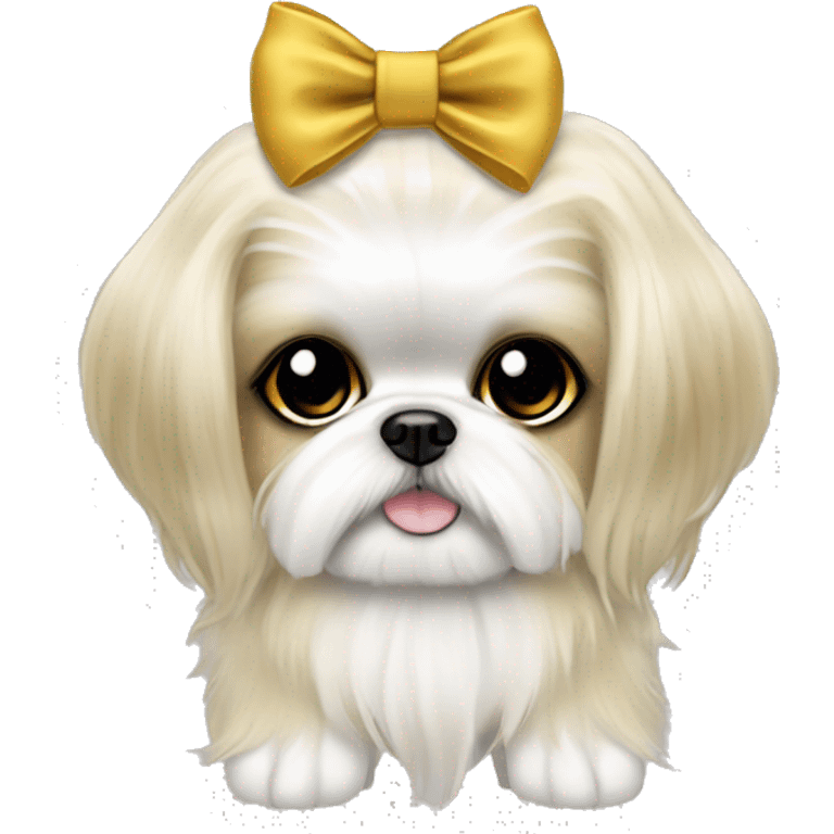 golden cream shih tzu white girl cute medium hair goth bow emoji