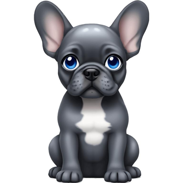 Dark Gray French Bulldog puppy with blue eyes emoji