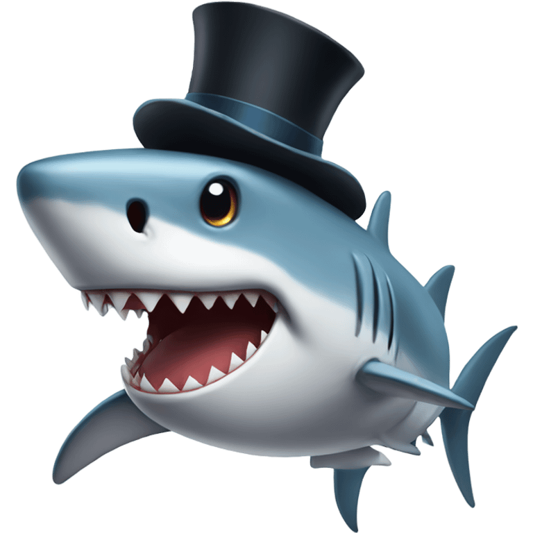 Shark with a top hat emoji