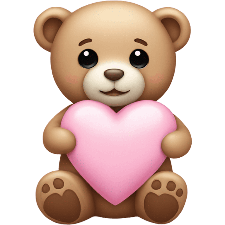 Valentine teddy bear with pastel pink heart emoji