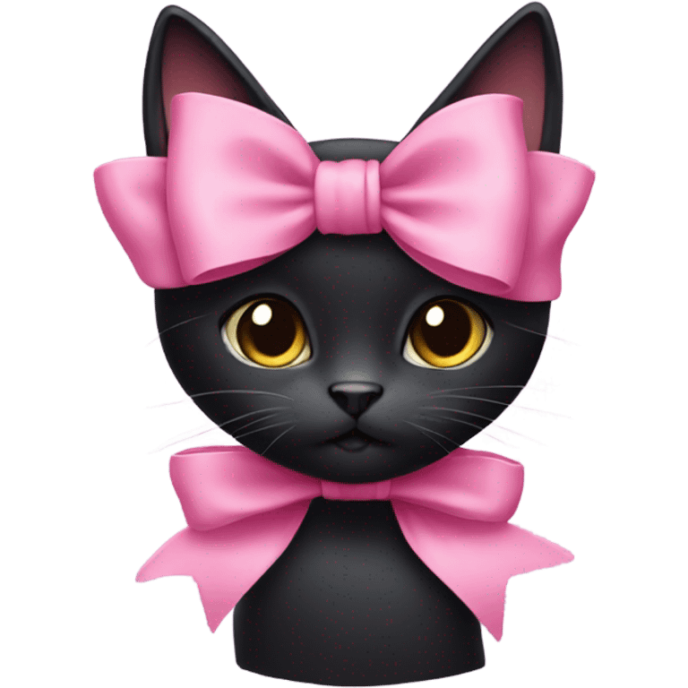 Black cat with pink how  emoji