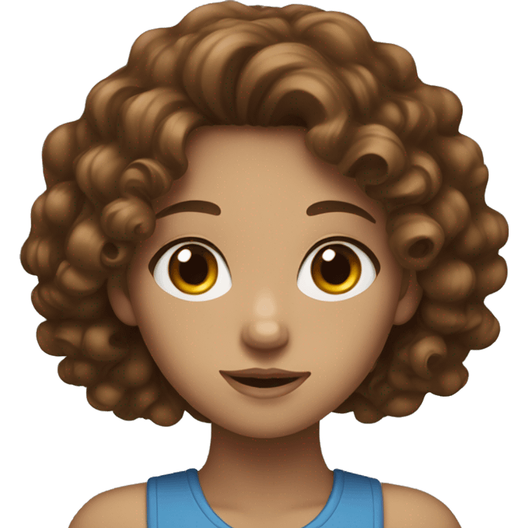 Girl with blue eyes and brown curly hair  emoji