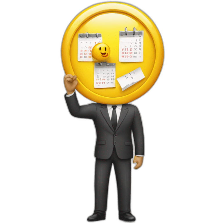 a man in a suit holding a calendar emoji