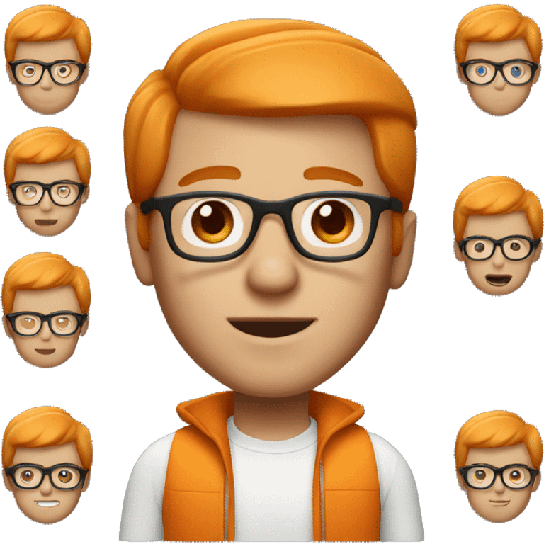 memoji white man with orange short hair with glasses emoji