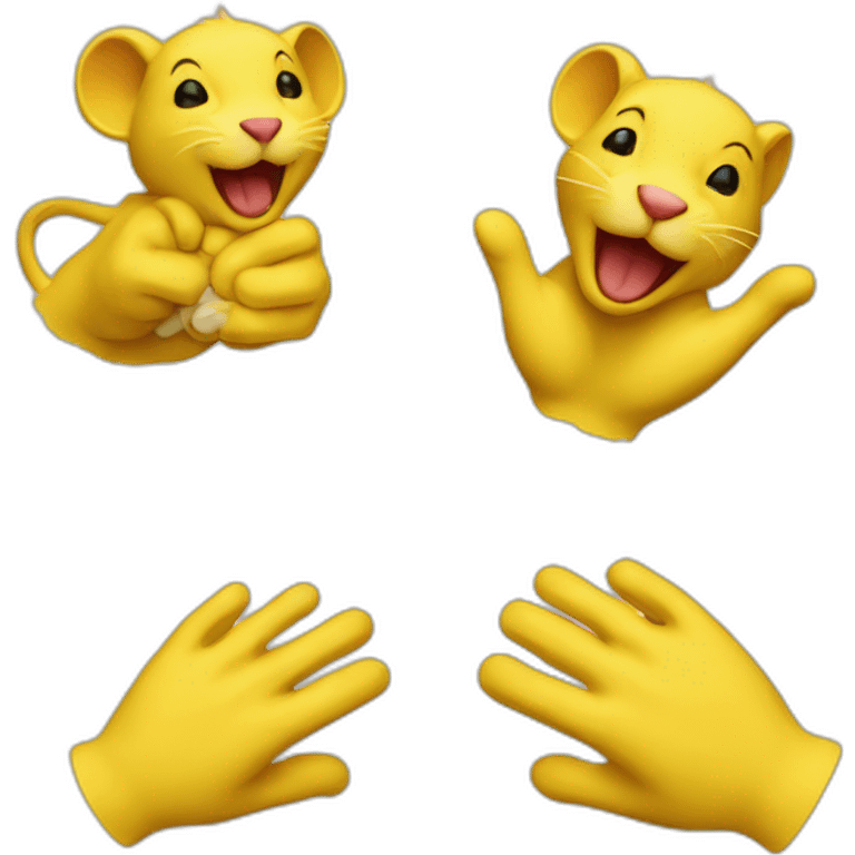 the yellow mouse which has the red lion's white hand  emoji