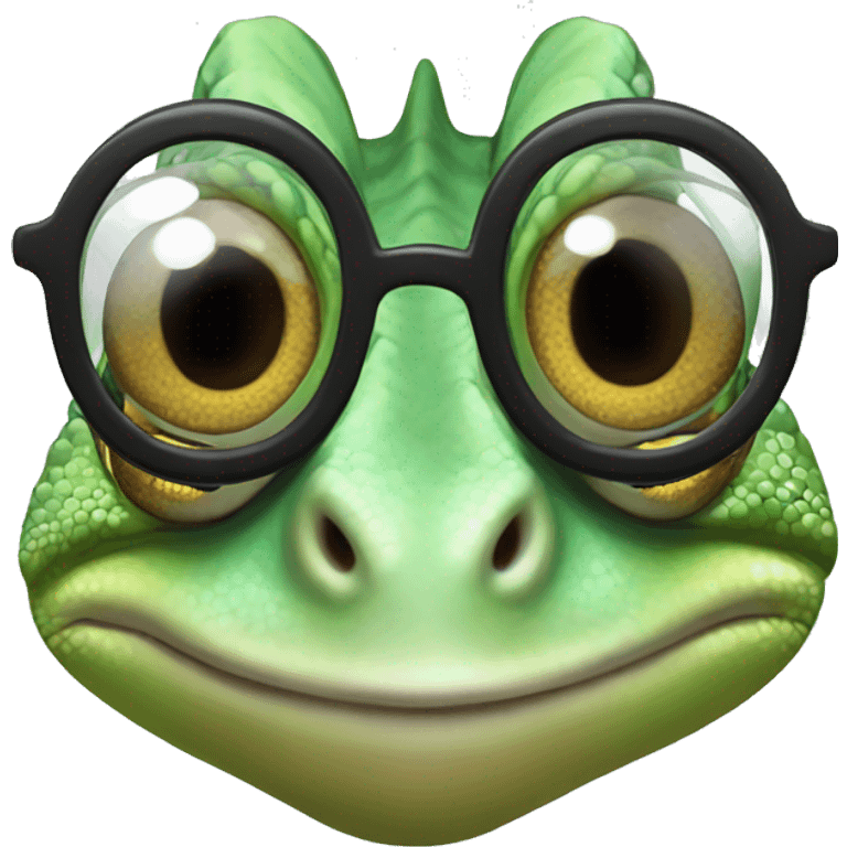 chameleon wearing glasses emoji