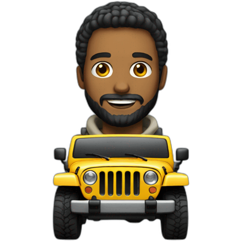 bold man with beard riding Jeep jk emoji