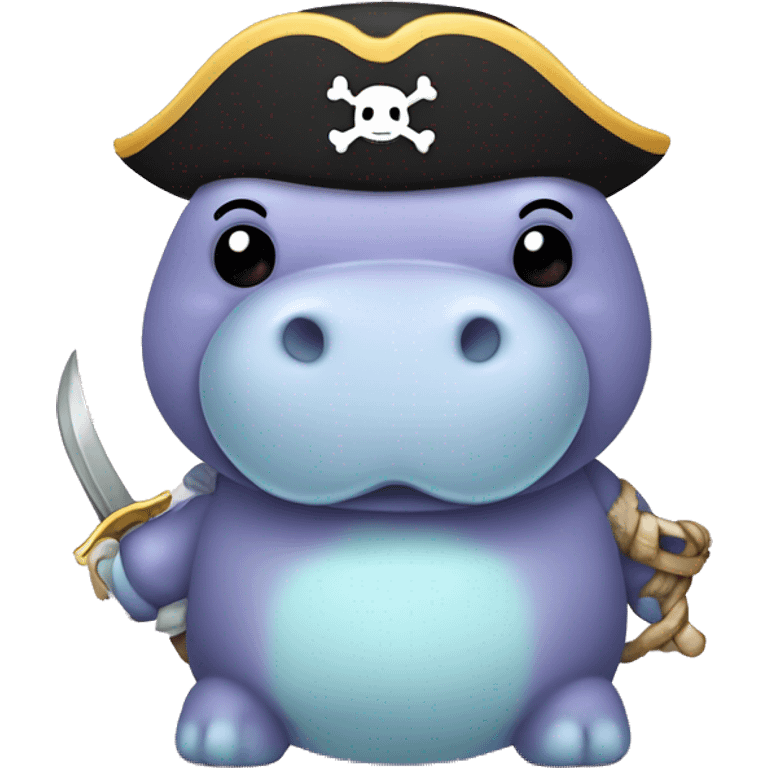 kawaii jellycat hippo as a pirate emoji