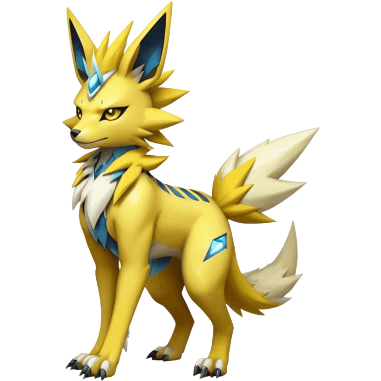  Cool Edgy Shiny Futuristic Ethereal Legendary Zeraora-Digimon-Jolteon-Renamon-Pokemon-hybrid full body emoji