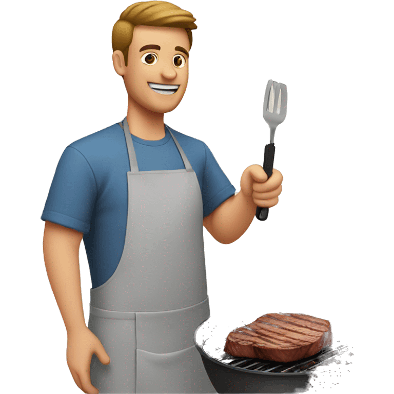 guy cooking a steak at a barbecue  emoji