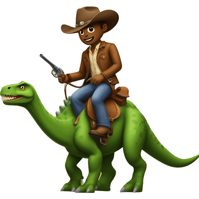 A cowboy riding a dinosaur emoji