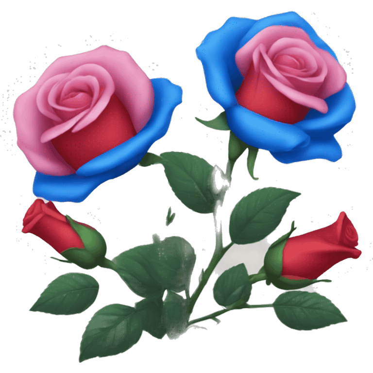 pink, red, and blue roses emoji