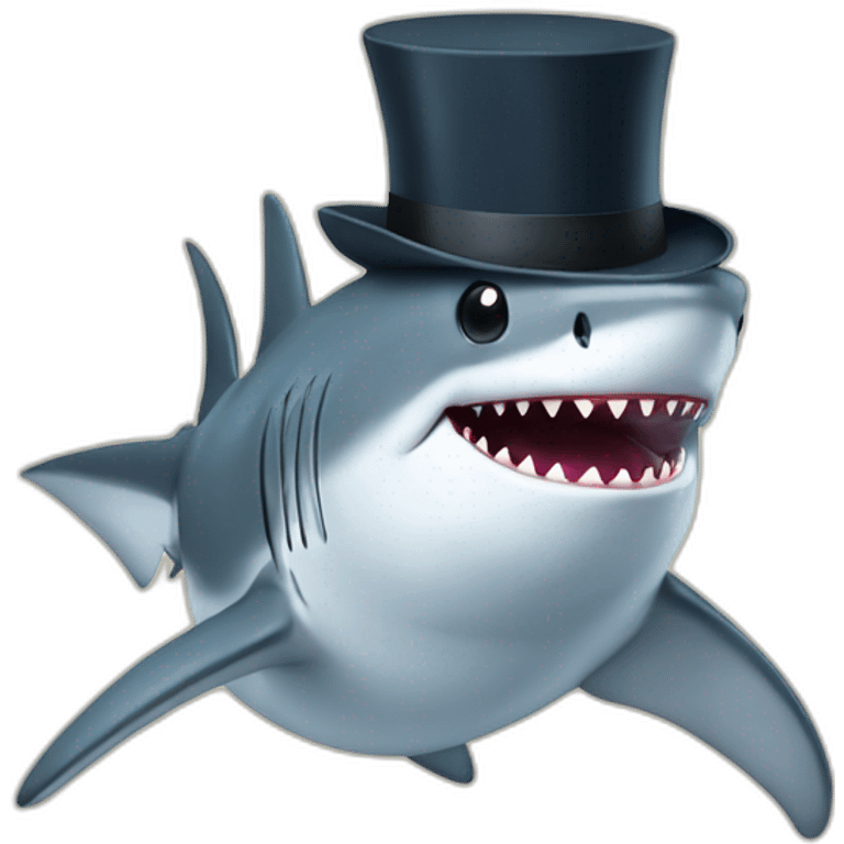 Shark with a top hat emoji