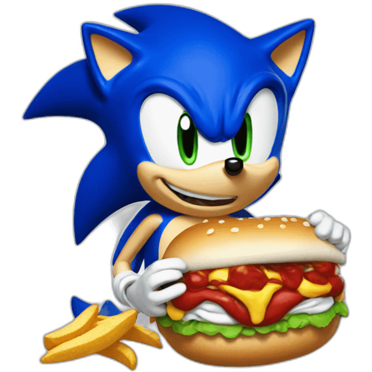 Sonic the hedgehog eating a chilidog emoji