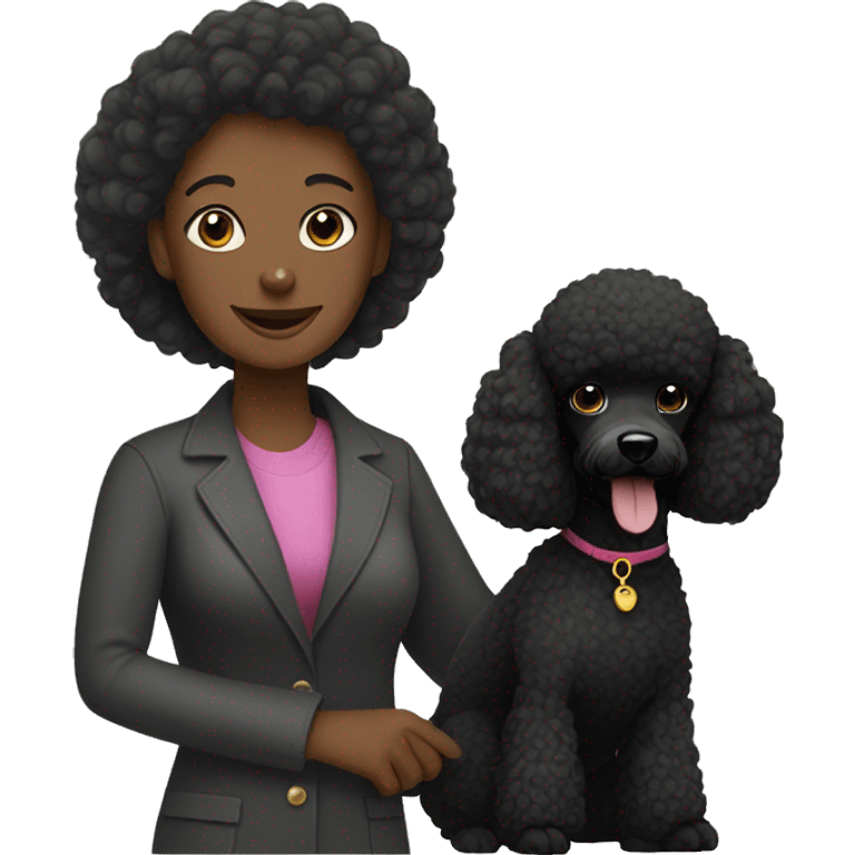 Black poodle with female owner emoji