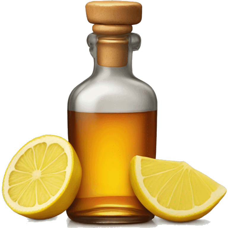 Bourbon bottle with ginger, Lemon and Honey emoji