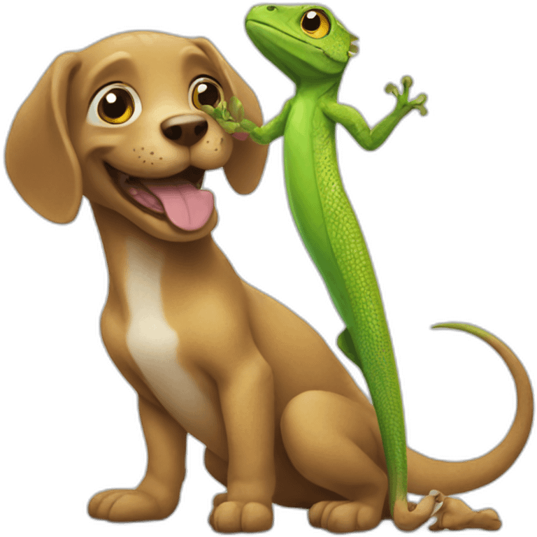 Lizard playing with dog emoji