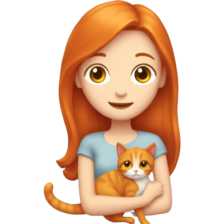 Redhead girl holding two orange cats emoji