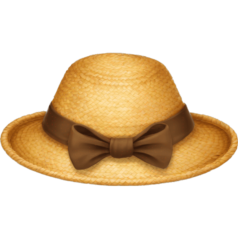 straw hat with bow brown emoji