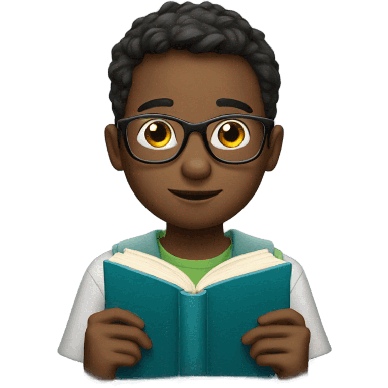 boy wear a glasses with reading a book emoji