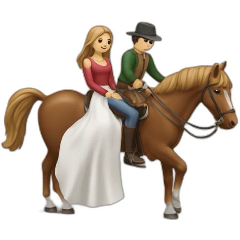 Couple assis sur un cheval emoji