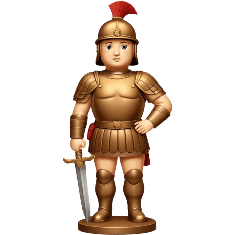 Botero Bronze Roman Soldier Landmark Emoji – Showcasing a stylized, rounded bronze Roman soldier sculpture. emoji