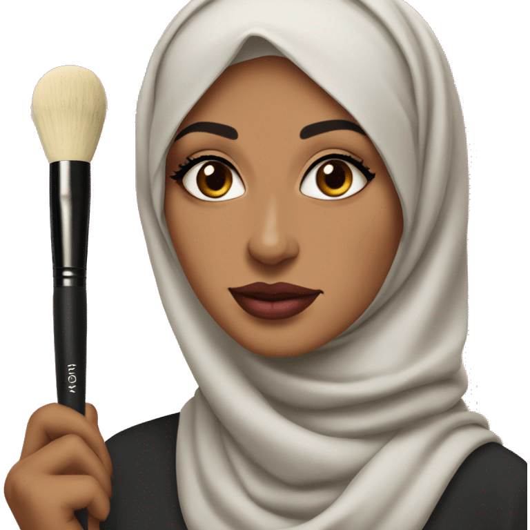 Hijabi-with-lipstick-holding-makeup-brushes emoji