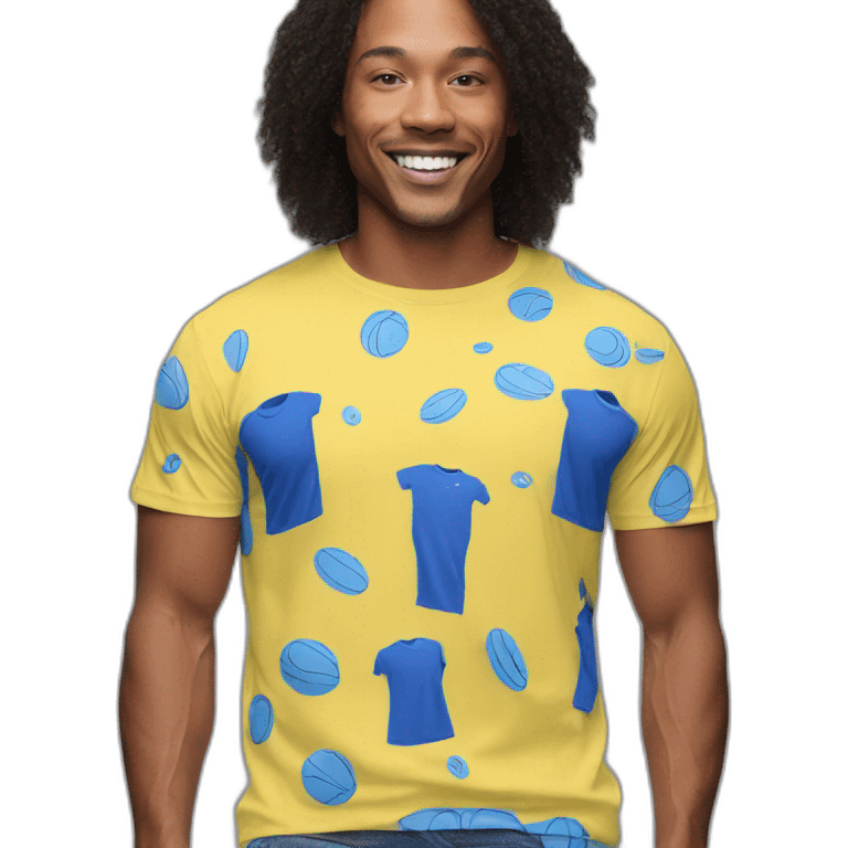 t-shirt sport yellow and blue navy emoji