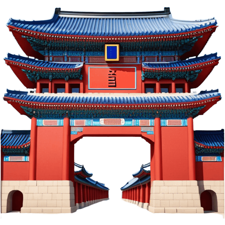 ​Cinematic Realistic Gwanghwamun Gate, depicted as a majestic historic gateway with traditional Korean architectural details, vibrant red and blue accents, and intricate carvings, set against a backdrop of modern Seoul under dynamic, natural lighting that highlights its timeless grandeur, emoji