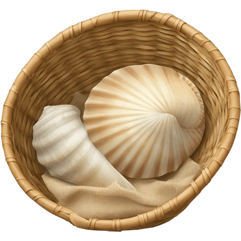 Sea shell in a woven basket  emoji