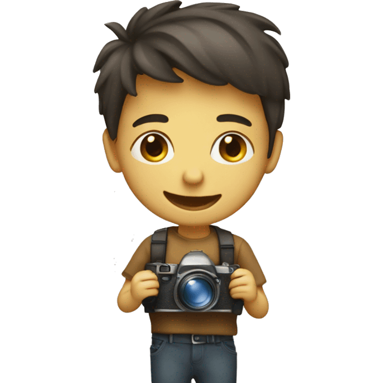 create a smiling boy emoji with camera photography emoji