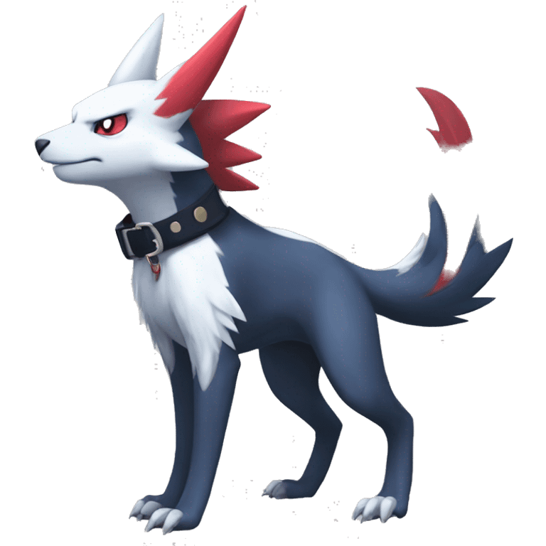 Cool Edgy Nargacuga-Absol-Zangoose-Sneasel-Quilava with a collar on, full body emoji