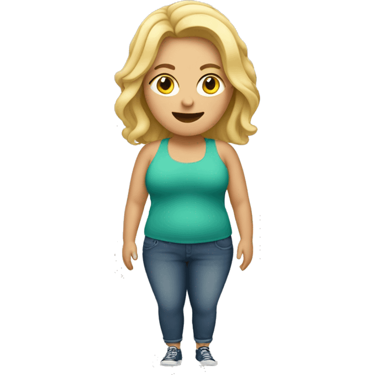 Chubby, blonde woman on her holidays  emoji