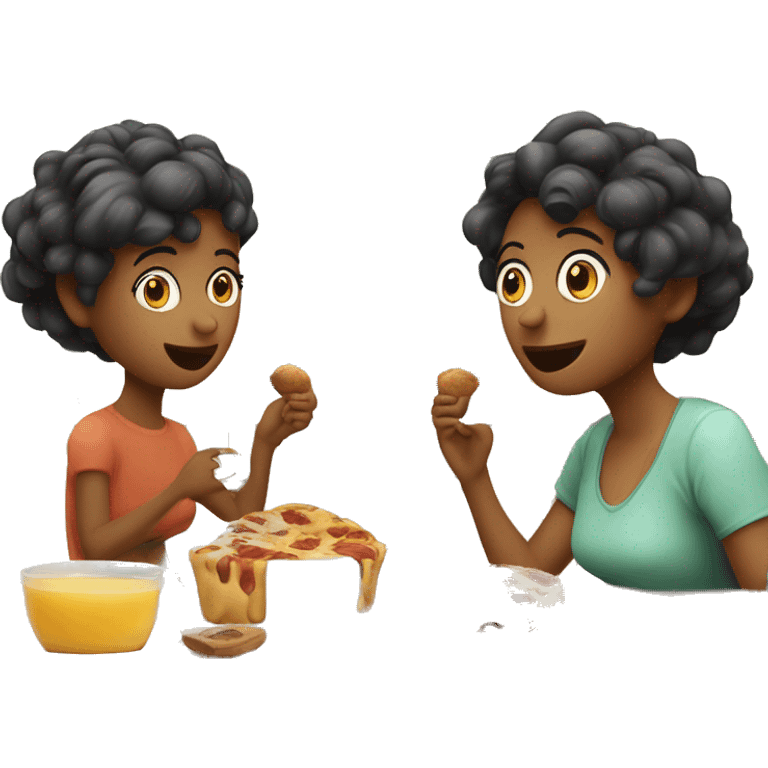 Mamma e figlia bionde fanno colazione emoji