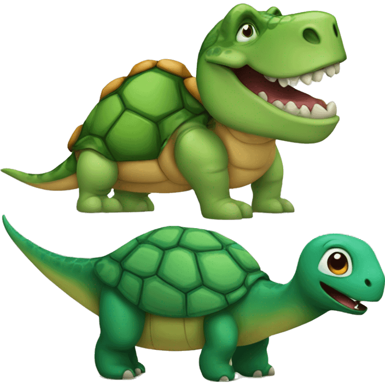 Dinosaur and turtle together  emoji