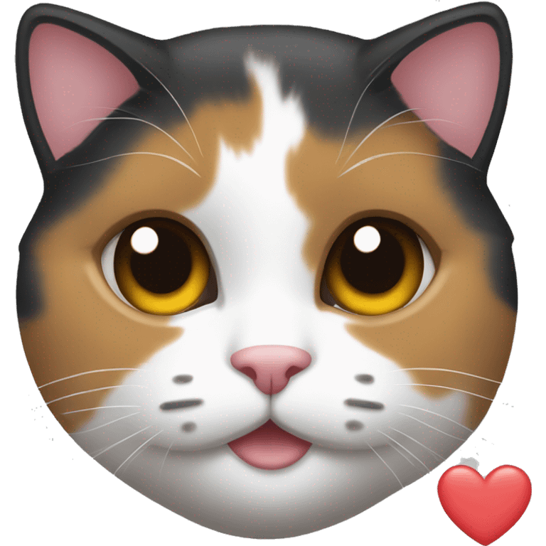 Calico cat with heart eyes emoji