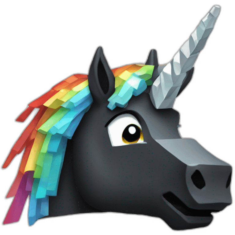 Minecraft Rainbow Black Unicorn Head With Diamond Horn emoji