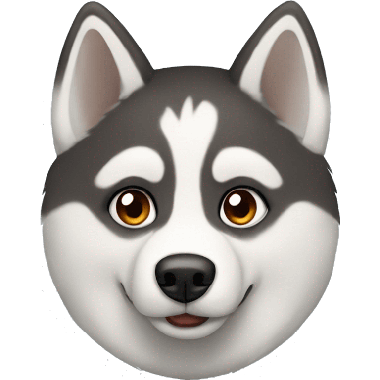 Husky with brown eye and blue eye emoji