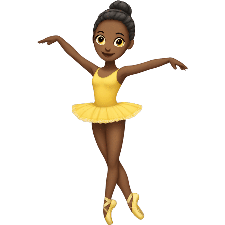 two-legged african american ballerina with yellow leotard emoji