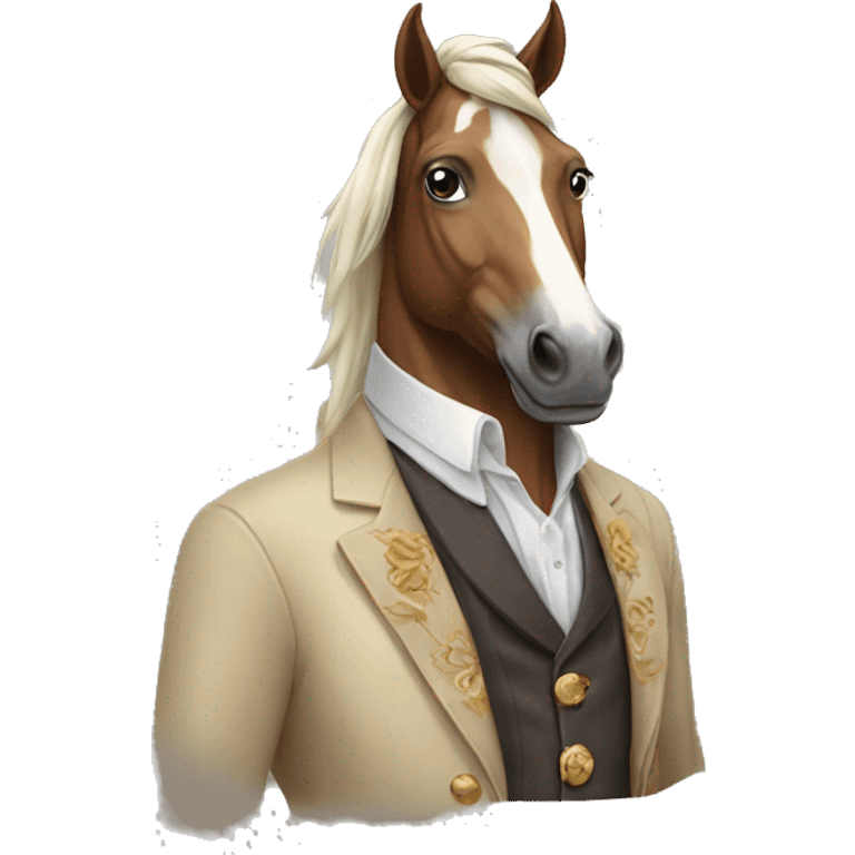 Horse pretending human in human clothes emoji