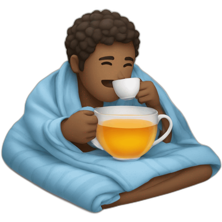 drinking tea with blanket on emoji