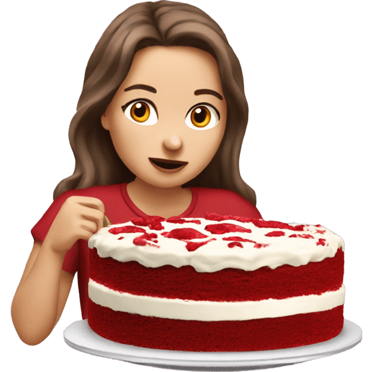 polish girl eating red velvet cake emoji