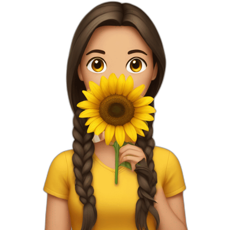 Brunette girl with sunflower  emoji