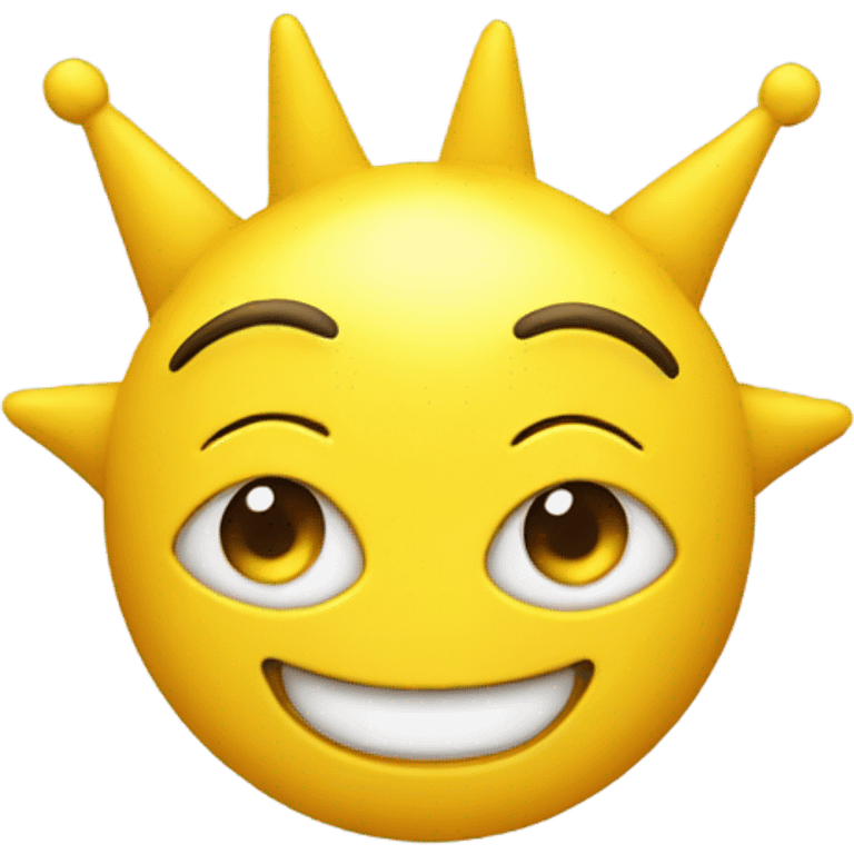 A yellow face with yellow antennas and spike ears is smiling (All yellow) emoji